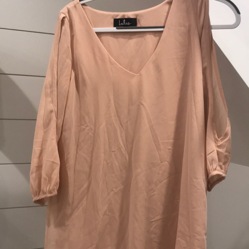 SHIFTING DEARS BLUSH PINK LONG SLEEVE DRESS